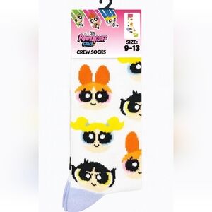 4/$25 Powerpuff Crew Socks Bubbles Buttercup Blossom Super Hero Novelty Socks